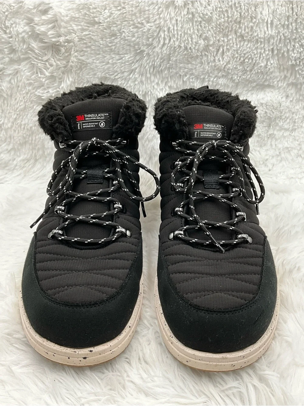 Bruno Marc Boots Size 12 Black Winter 3M Thinsulate Water Resistant Faux Fur